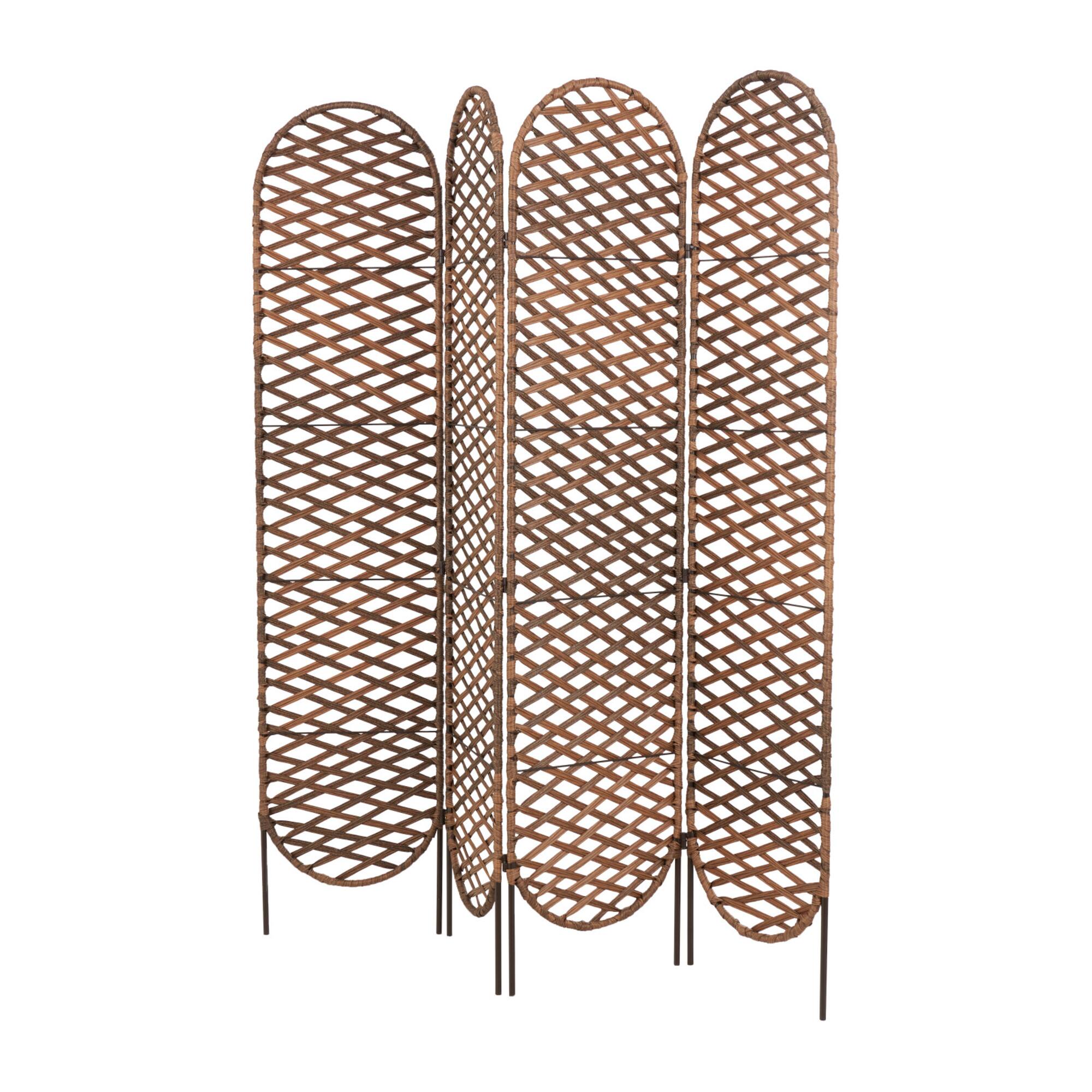 6ft. Copper Metal Geometric Handmade Foldable Freestanding Woven Room Divider Screen